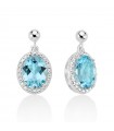 Miluna Woman's Earrings - Gemma del Cielo Pendants in 925% Silver with Oval Blue Topaz - 0