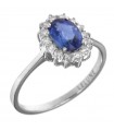 Lelune Diamonds Woman's Ring - in 18k White Gold with Diamonds and 0.92 carat Sapphire - 0