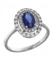 Lelune Diamonds Woman's Ring - in 18 carat White Gold with Diamonds and 0.97 carat Sapphire - 0