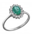 Lelune Diamonds Woman's Ring - in 18 carat White Gold with Diamonds and Emerald 0,86 carats - 0