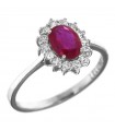 Lelune Diamonds Woman's Ring - in 18 carat White Gold with Diamonds and Ruby 0.98 carats - 0