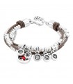 Bracciale Uno de 50 Donna - The Crew in Metallo e Cuoio con Charms Bottoni