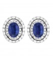 Lelune Diamonds Woman's Earrings - in 18k White Gold with Diamonds and 1.81 carat Sapphire - 0