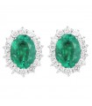 Lelune Diamonds Woman's Earrings - in 18k White Gold with Diamonds and Emeralds 1.43 carats - 0