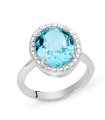 Miluna Woman's Ring - Gemstone in Silver 925% with Oval Blue Topaz - 0
