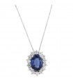 Lelune Diamonds Woman's Necklace - in 18k White Gold with Diamonds and 0.96 carat Sapphire - 0