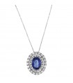 Lelune Diamonds Woman's Necklace - in 18k White Gold with Diamonds and 0.87 carat Sapphire - 0