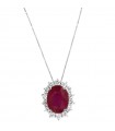 Lelune Diamonds Woman's Necklace - in 18k White Gold with Diamonds and Ruby 0.97 carats - 0