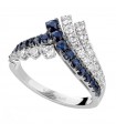 Buonocore Woman's Ring - Wave in 18K White Gold with Natural Diamonds and Sapphires - 0
