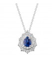 Buonocore Woman's Necklace - Drop in 18K White Gold with Natural Diamonds and Sapphire - 0