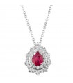 Buonocore Woman's Necklace - Drop in 18K White Gold with Natural Diamonds and Ruby - 0