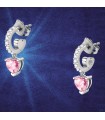 Chiara Ferragni Woman's Earrings - Diamond Heart Silver with White Zircons and Pink Heart - 0