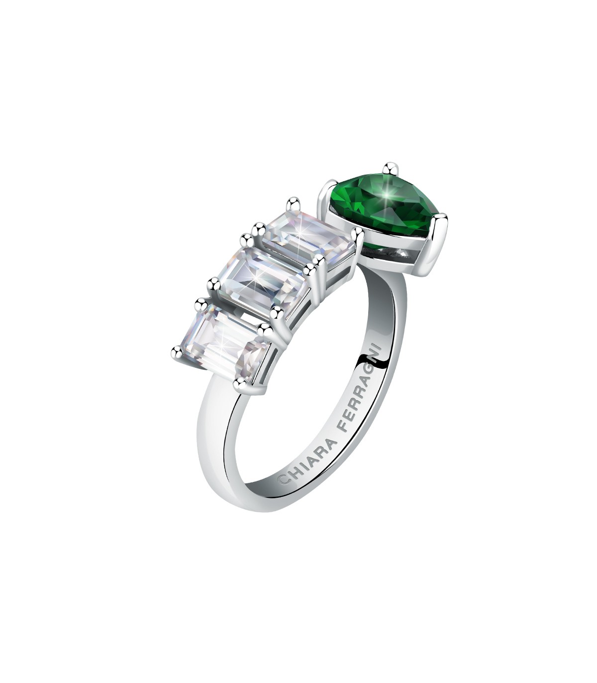 Anello con cuore verde sale