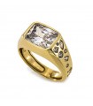 Rue Des Mille Ring - X Barbie Gold with Central Baguette Stone - 0