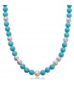 Miluna Woman's Necklace - Land and Sea with Pearl and Turquoise Agglomerate - 0
