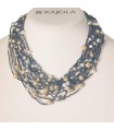 Rajola Woman's Necklace - Bubbles with Multicolor Biwa Pearls and Blue Spinel - 0