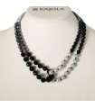 Collana Rajola Donna - Link con Onice Nero e Perle Grigie