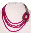 Rajola Woman's Necklace - Embraces with Burgundy Jade and Smoky Quartz - 0