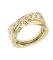 Anello Chimento Donna - Link Intrecci Fascia in Oro Giallo 18 carati con Diamanti Naturali - 0