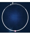 Chiara Ferragni Woman's Necklace - Diamond Heart with White Zircons and Pink Heart - 0