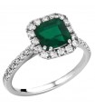 Crieri Woman's Ring - Bogotá in 18K White Gold with Natural Diamonds and Emerald 0,85 ct - 0