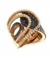 Davite & Delucchi Woman's Ring - in 18K Rose Gold with Black Diamonds and White Diamonds - 0