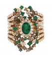 Davite & Delucchi Woman's Ring - in 18K Rose Gold with Brown Diamonds and Emeralds - 0