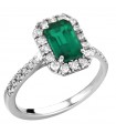 Crieri Woman's Ring - Bogotá in 18K White Gold with Natural Diamonds and Emerald 0.70 ct - 0