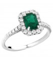 Crieri Woman's Ring - Bogotá in 18K White Gold with Natural Diamonds and Emerald 0.58 ct - 0