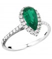 Crieri Woman's Ring - Bogotá in 18K White Gold with Natural Diamonds and Emerald 1.24 ct - 0