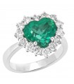 Crieri Woman's Ring - Bogotá in 18K White Gold with Natural Diamonds and Emerald 2,17 ct - 0