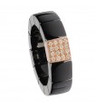 Roberto Demeglio Woman's Ring - Checkered Black Glossy Ceramic and Brown Diamonds - 0