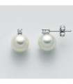 Miluna Woman's Earrings - in 18K White Gold with Pearls and Natural Diamonds - 0