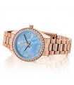 Hoops Woman's Watch - Super Luxury Gold Time and Date 33mm Blue Mother of Pearl - 0