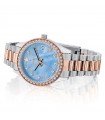 Hoops Ladies Watch - Super Luxury Silver and Gold Time and Date 33mm Blue Mother of Pearl - 0