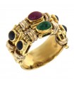 Picca Woman Ring - in Yellow Gold with Sapphires, Emeralds and Rubies - 0