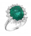 Crieri Woman's Ring - Bogotá in 18K White Gold with Natural Diamonds and Emerald 6.18 ct - 0