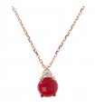 Bronzallure Woman's Necklace - Felicia  with Plum Agate and Zircons Pendant - 0