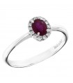 Davite & Delucchi Woman's Ring - Rosette in 18K White Gold with Natural Diamonds and Ruby 0.45 ct - 0