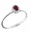 Davite & Delucchi Fantasia Woman's Ring - in 18k White Gold with Natural Diamonds and Ruby 0.25 ct - 0