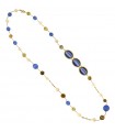 Sikè Necklace for Women - Long in 925% Golden Silver with Hydrothermal Quartz and Baroque Pearls