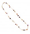 Sikè Necklace for Women - Long in 925% Gold Silver with Powder Quartz and Red Onyx