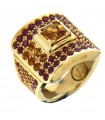 Zancan Woman Ring - in Yellow Gold with Rubies and Topaz