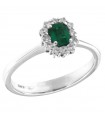 Crieri Woman's Ring - Bogotá in 18K White Gold with Natural Diamonds and Emerald 0.27 ct - 0