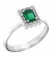 Crieri Woman's Ring - Bogotá in 18K White Gold with Natural Diamonds and Emerald 0.32 ct - 0