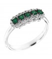 Davite & Delucchi Fantasia Woman's Ring - in 18k White Gold with Natural Diamonds and Emeralds 0.39 ct - 0