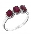 Davite & Delucchi Trilogy Woman's Ring - in 18k White Gold with Natural Diamonds and Rubies 1.30 ct - 0