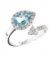 Davite & Delucchi Fantasy Woman's Ring - Drop in 18K White Gold with Aquamarine and Natural Diamonds 0.35 ct - 0