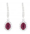 Davite & Delucchi Woman's Earrings - 18 kt White Gold Pendants with Natural Diamonds and Rubies 1.10 ct - 0