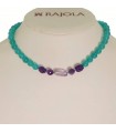 Rajola Woman's Necklace - Soleil with Green Jade, Amethyst and Mother of Pearl - 0